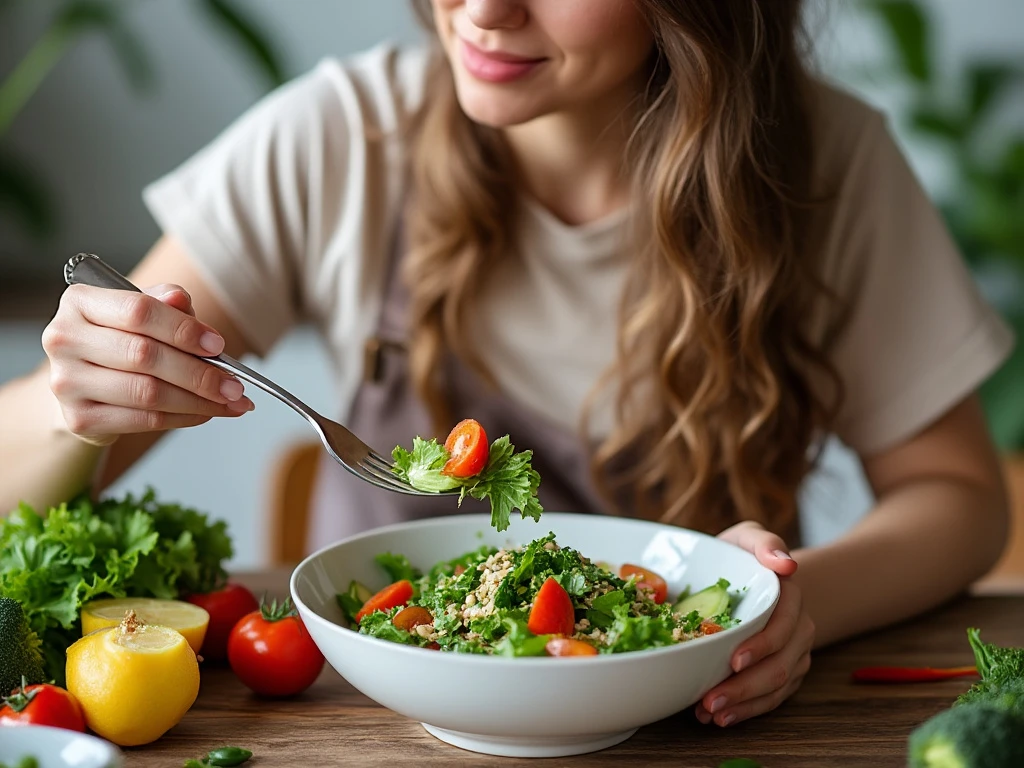 image of women eating a salad.